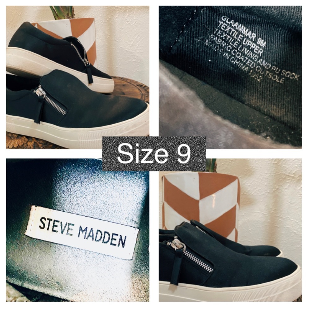 Size 9  - Steve Madden Black Slip-ons